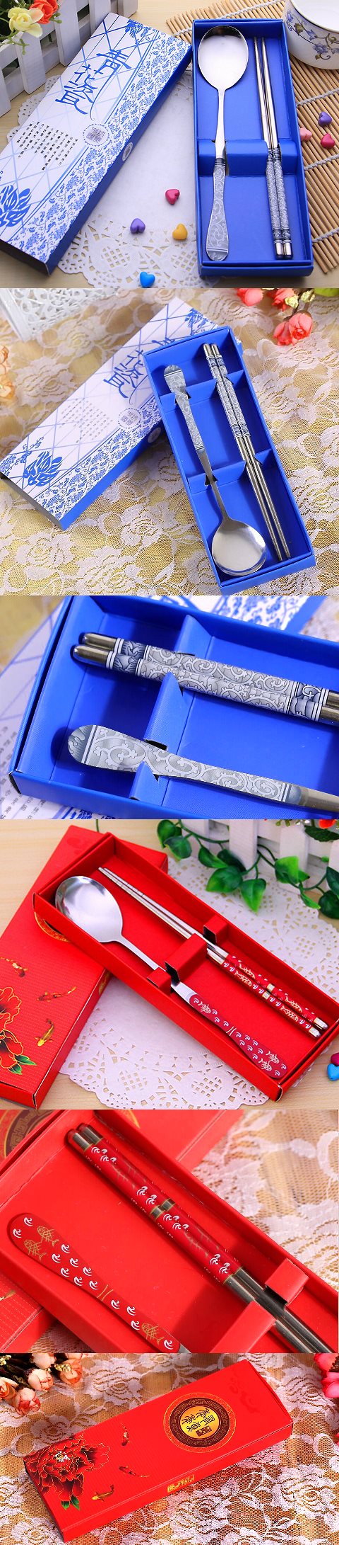 Stainless Steel Spoon and Chopsticks Cutlery Set