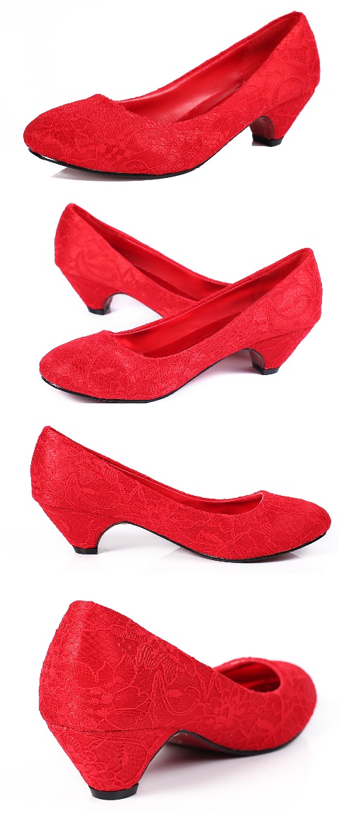 Low Heel Lace Vamp Shoes