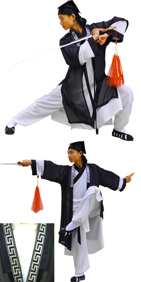 Wudang Taoist Gauze Manteau (Great Wall Grid Purfle) (RM)