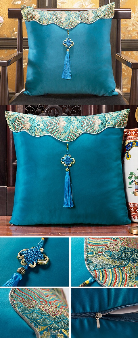 Chinese Ethnic Embroidery Tassel Cushion Cover