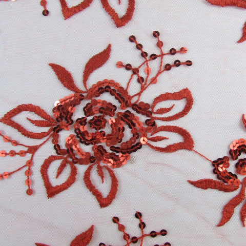 Fabric - See-through Embroidery Gauze (Red)