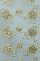 Fabric - See-through Embroidery Gauze w/ Paillettes (Wheat)