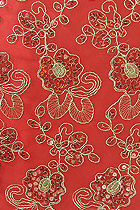 Fabric - See-through Embroidery Gauze w/ Paillettes (Red)