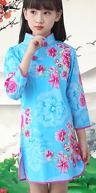 Girl's Long-sleeve Floral Cheongsam Dress (RM)