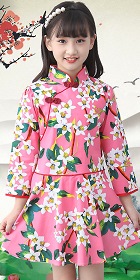 Girl's Long-sleeve Floral Cheongsam Dress (RM)