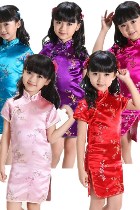 Bargain - Girl's Plumb Blossoms & Bamboo Leaves Cheongsam Dress (RM)