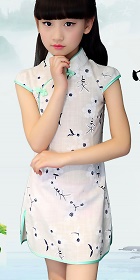 Bargain - Girl's Floral Cotton Cheongsam Dress (RM)