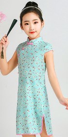 Girl's Floral Cotton Cheongsam Dress (RM)