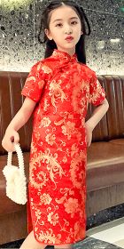 Girl's Phoenix Tail Cheongsam Dress