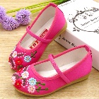 Girl's Flower Embroidery Shoes (Fuchsia)