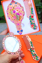 Archaic Style Peacock Mirror and Comb Set
