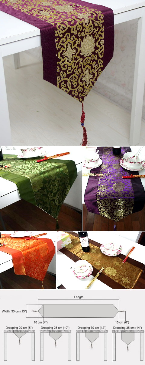 Chinese Ethnic Lotus Embroidery Table Runner (RM)