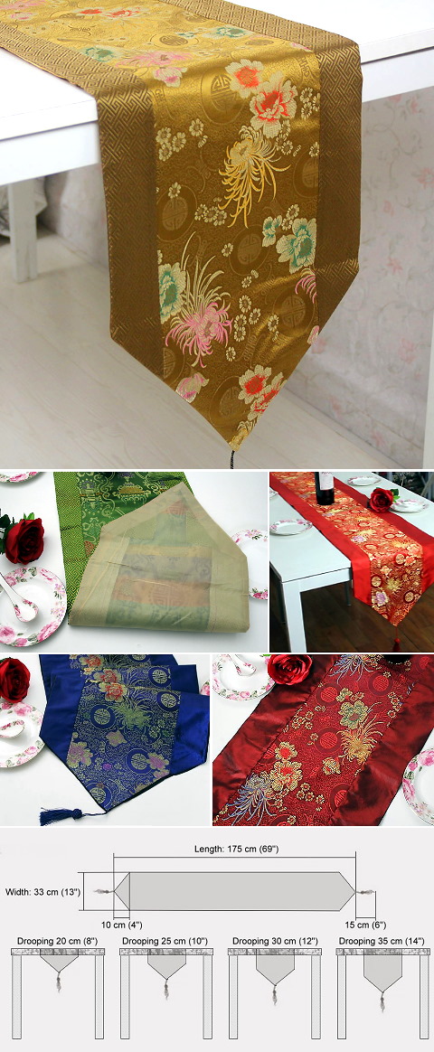 Chinese Ethnic Longevity & Chrysanthemum Embroidery Table Runner (RM)