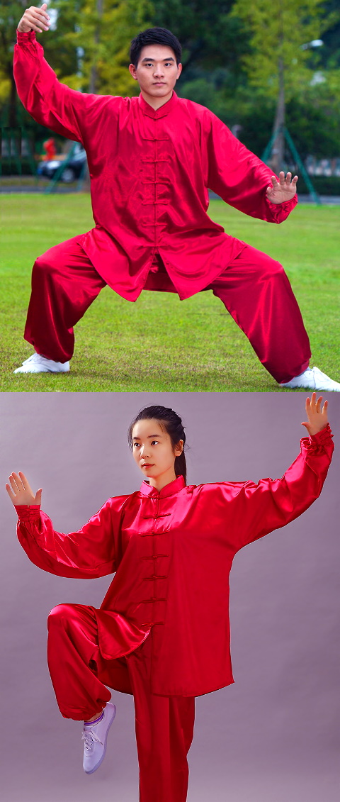 Professional Taichi Kungfu Uniform - Korean Silk - Burgundy (RM)
