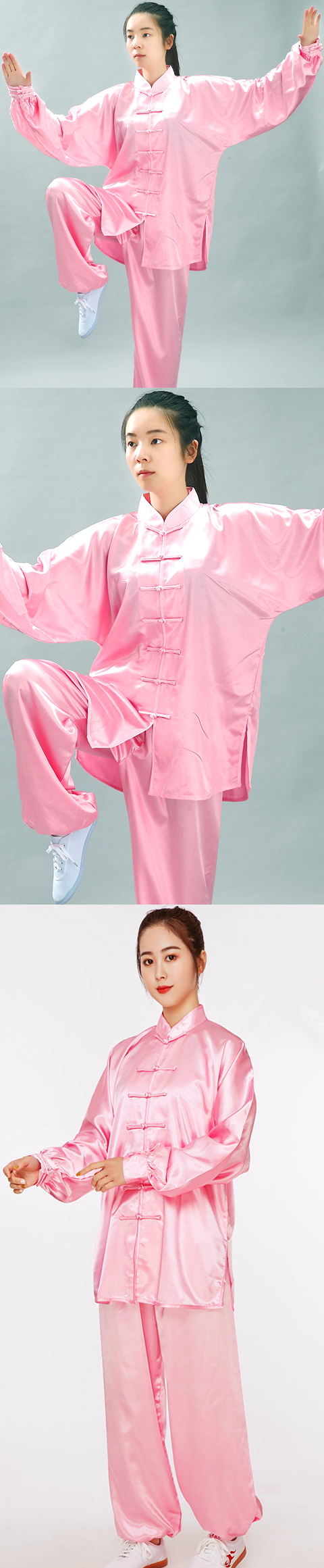 Professional Taichi Kungfu Uniform - Korean Silk - Pink (RM)