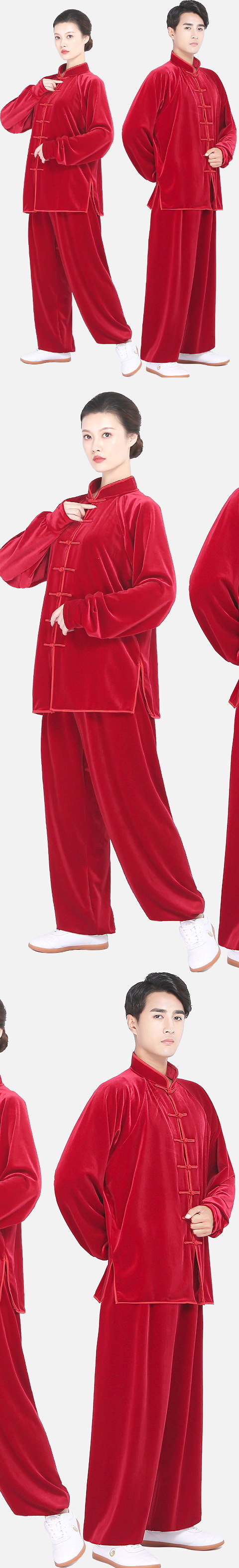 Professional Taichi Kungfu Uniform with Pants - Velvet - Rusty Red (RM)