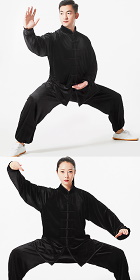 Professional Taichi Kungfu Uniform with Pants - Velvet - Black (RM)