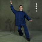 Professional Taichi Kungfu Uniform with Pants - Silk Fibroin Satin - Dark Blue (RM)