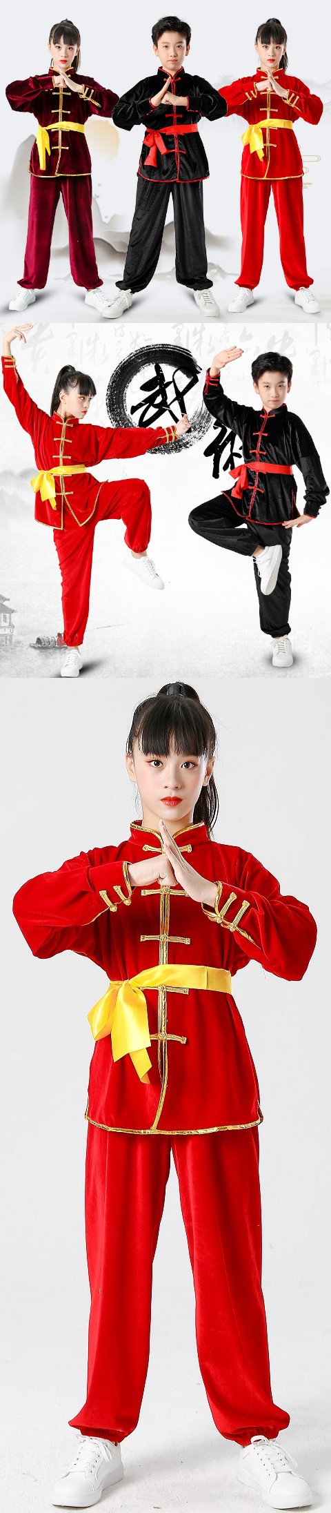 Kid's Velvet Kung Fu Uniform with Sash (RM)