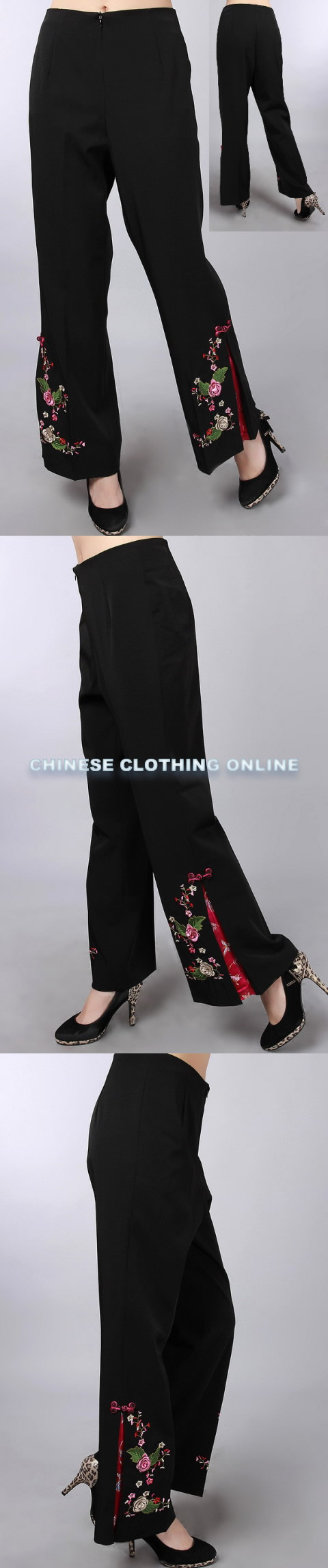 Mandarin Pants w/ Floral Embroidery (RM)