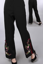 Mandarin Pants w/ Floral Embroidery (RM)