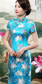 Short-sleeve Long-length Brocade Cheongsam (RM)