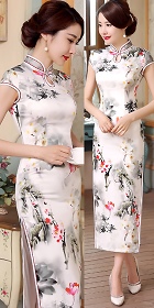 Cup-sleeve Silk Printing Cheongsam (RM)