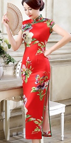 Cup-sleeve Silk Printing Cheongsam (RM)