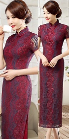 Cup-sleeve Gorgeous Embroidery Gauze Cheongsam (RM)