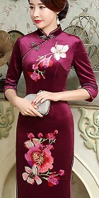 3/4-sleeve Velvet Cheongsam (RM)