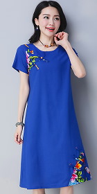 Ethnic Short-length Dress with patches-Navy Blue (RM)