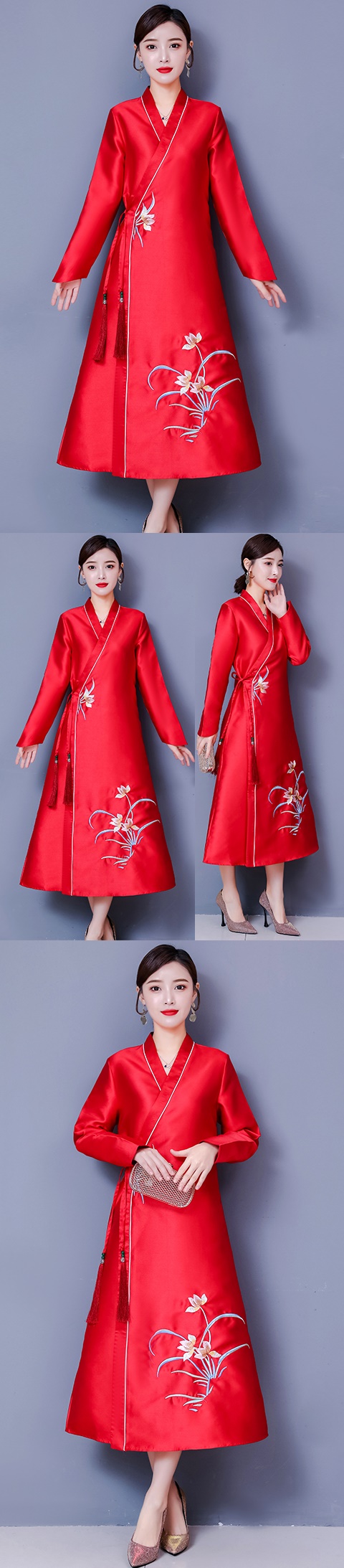 Modernized Hanfu-style Embroidery Long-sleeve Dress (RM)