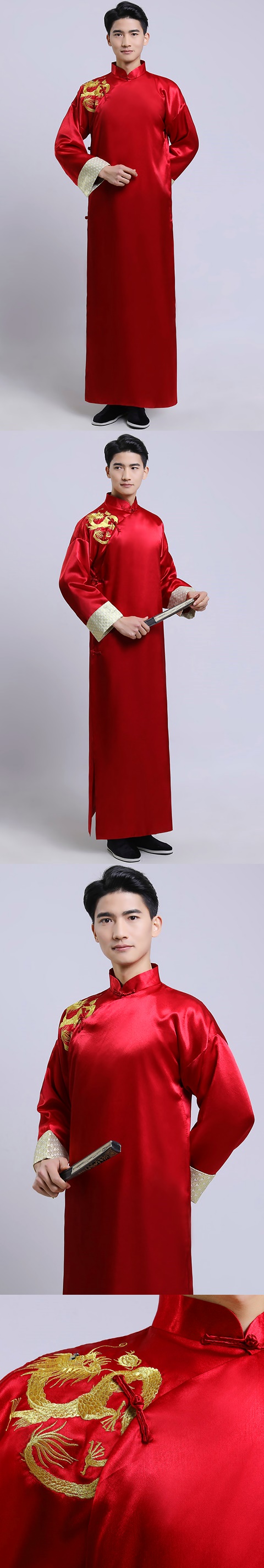 Dragon Embroidery Mandarin Robe w/Folding Cuffs (RM)