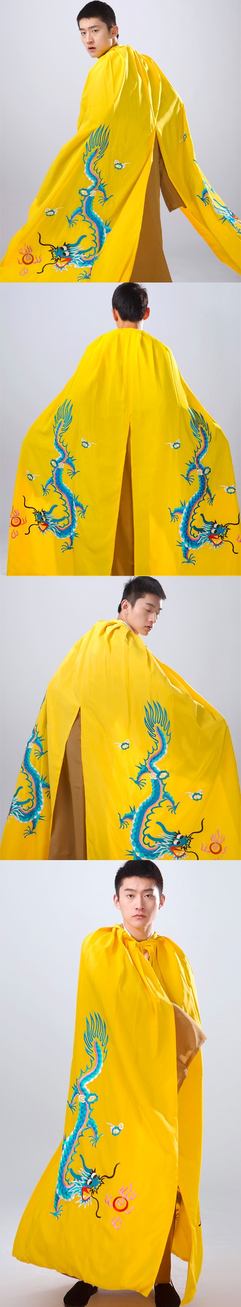 Men's Hanfu Dragon Embroidery Cloak - Yellow (RM)