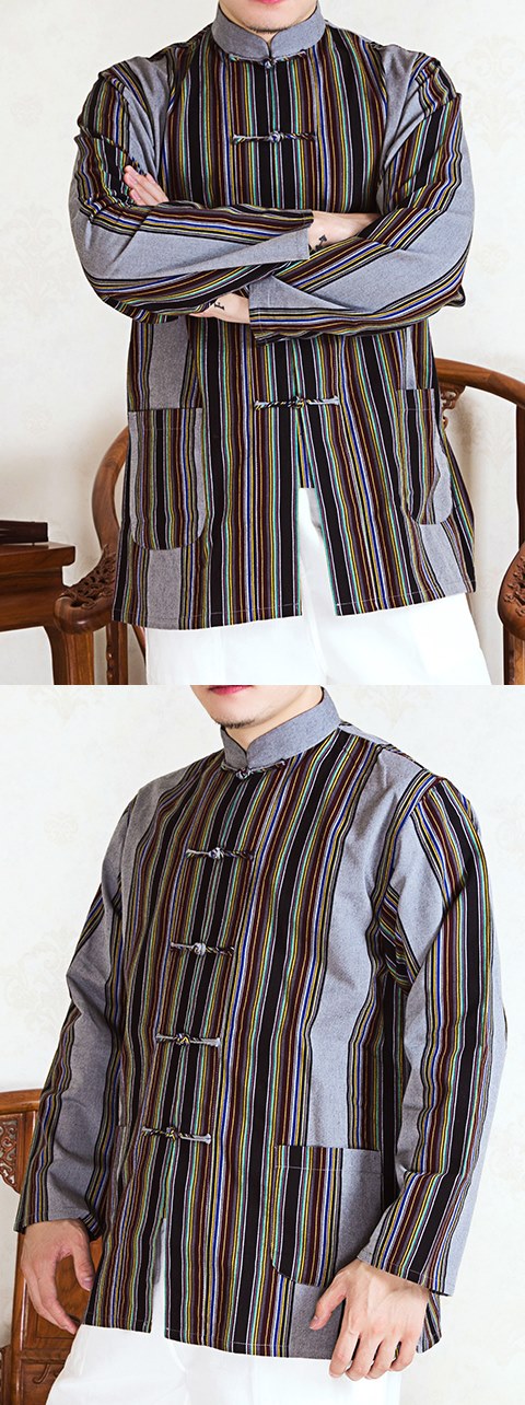 Mandarin Stripe Cotton Shirt (RM)