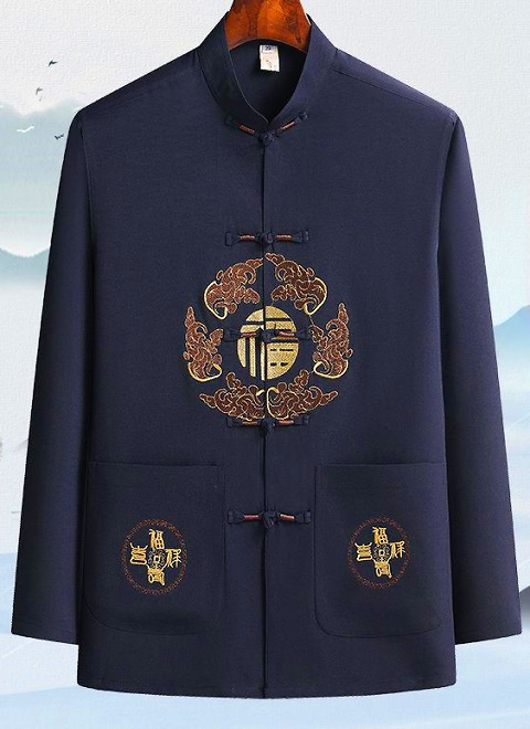 Fu Embroidery Long-sleeve Mandarin Shirt (RM)