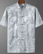 Shadow Dragon Jacquard Mandarin Shirt (RM)