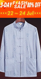 Fu Character Linen Long-sleeve Mandarin Shirt (RM)