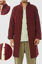 Long-length Cotton-linen Mandarin Shirt/Jacket(CM)