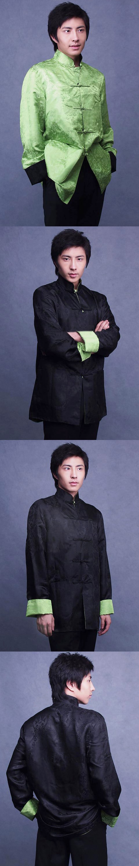Mandarin Reversible Jacquard Jacket w/ Folding Cuffs (CM)