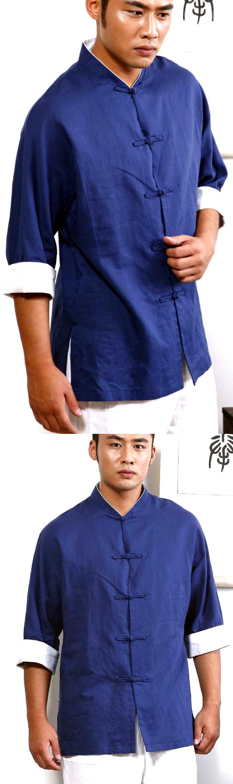 3/4-sleeve Mandarin Jacket/Shirt w/ Folding Cuffs (CM)