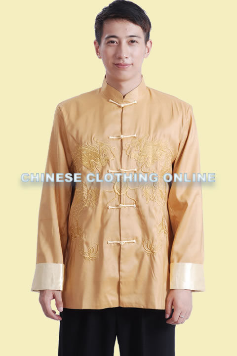 Mandarin Dual-dragon Embroidery Thai Silk Jacket (RM)