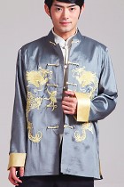 Mandarin Dual-dragon Embroidery Thai Silk Jacket (RM)