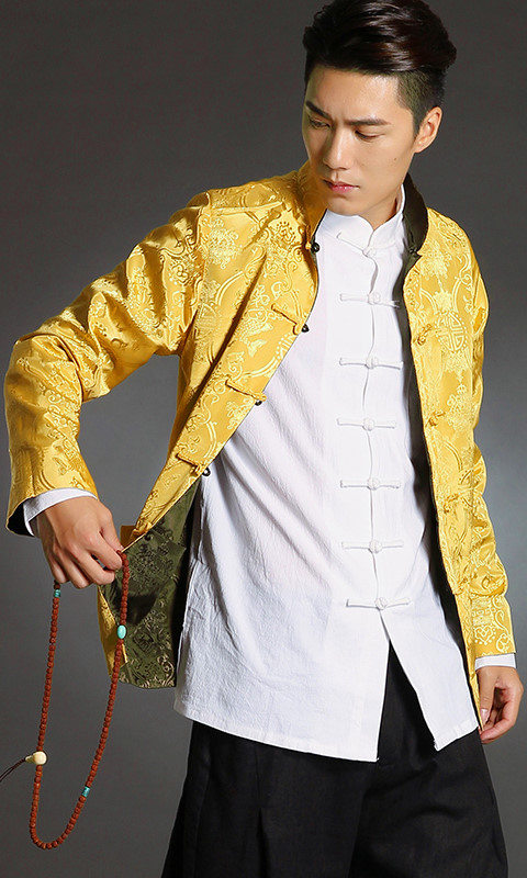 Mandarin Reversible Damask Jacket (RM)