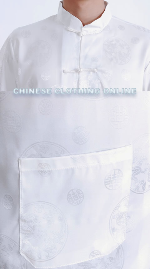 Short-sleeve Huddling Dragons Mandarin Shirt - Cream White (RM)