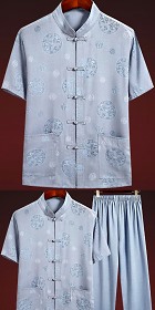 Dual-dragon Linen Short-sleeve Mandarin Suit (RM)