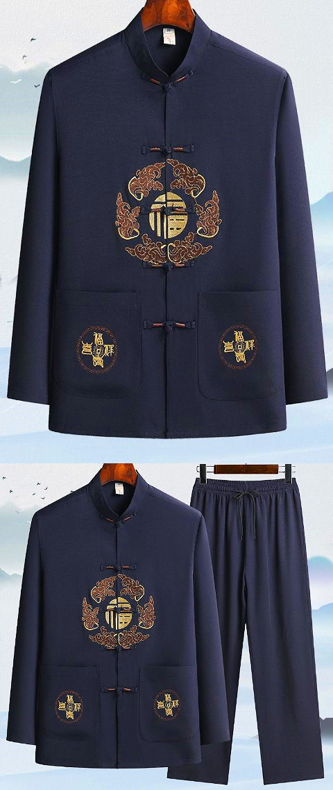 Fu Embroidery Long-sleeve Mandarin Suit (RM)