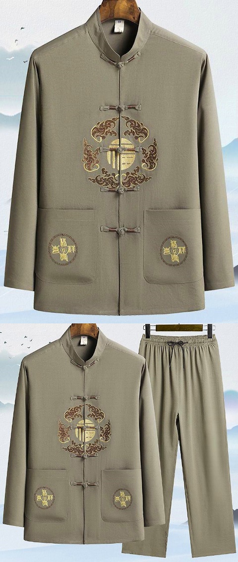 Fu Embroidery Long-sleeve Mandarin Suit (RM)