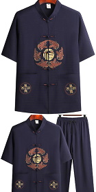 Fu Embroidery Short-sleeve Mandarin Suit (RM)