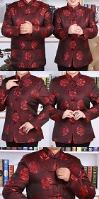 Shou Embroidery Brocade Long-sleeve Mandarin Top (RM)